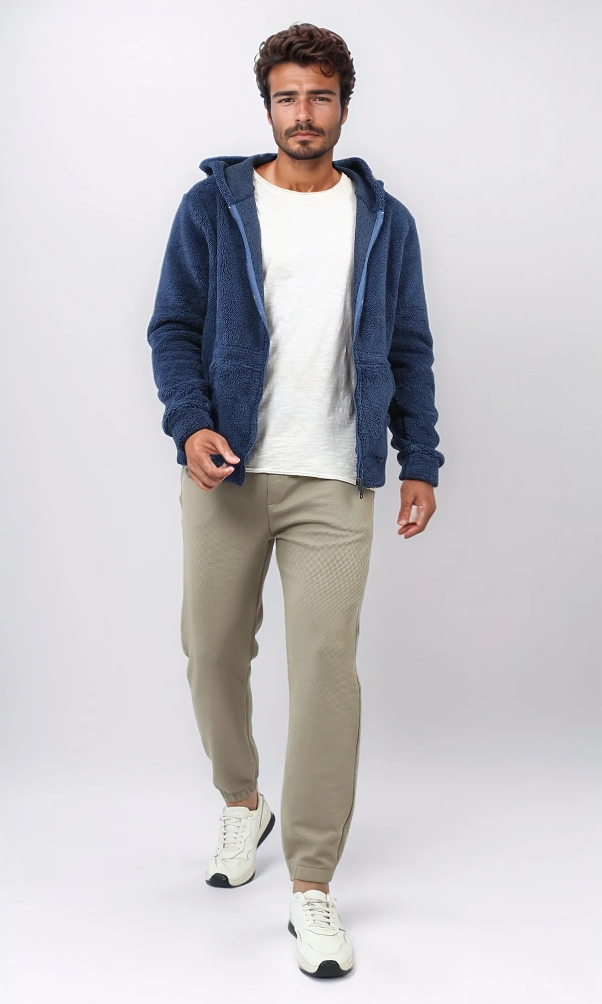 o202937 - Slip On Jogger Pants With Hem - Beige