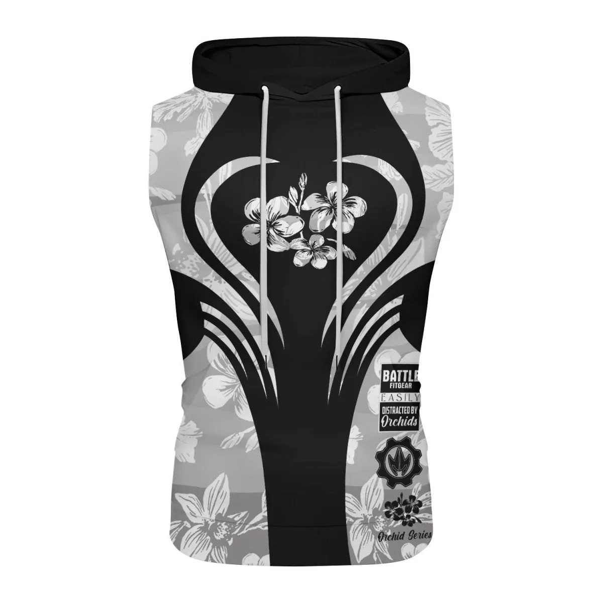 Orchid Series White Heart Pattern Sleeveless Pullover & Zip Hoodie