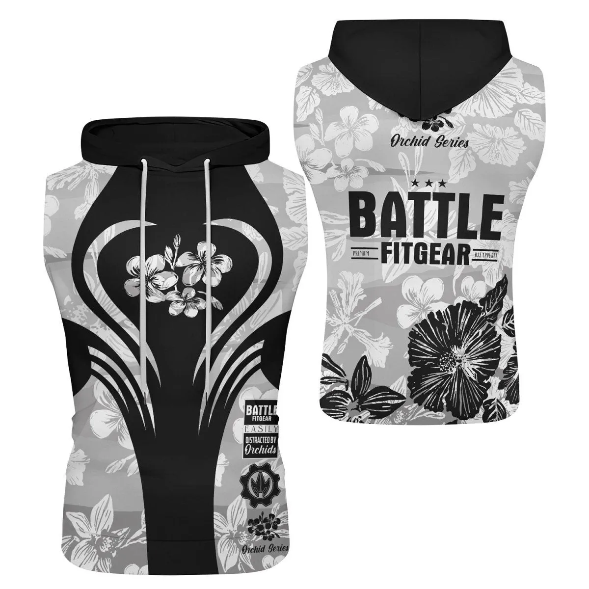 Orchid Series White Heart Pattern Sleeveless Pullover & Zip Hoodie