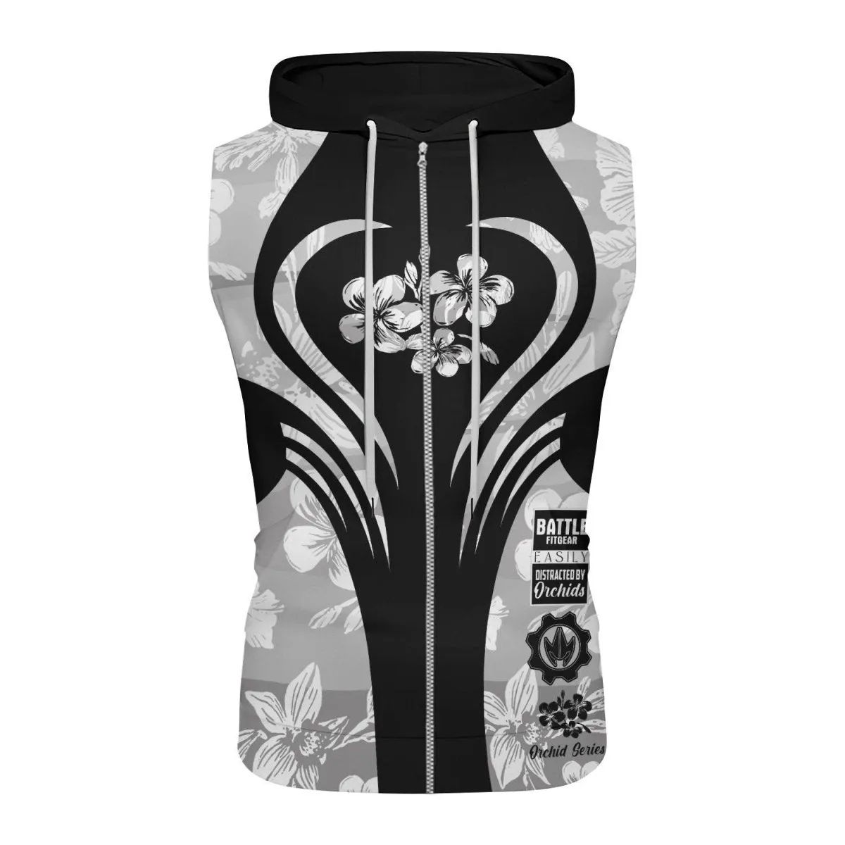 Orchid Series White Heart Pattern Sleeveless Pullover & Zip Hoodie