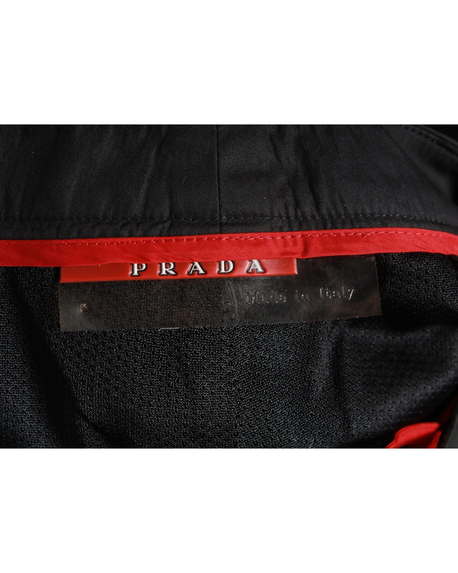 Prada Linea Rossa Straight Leg Trousers in Black Cotton Nylon