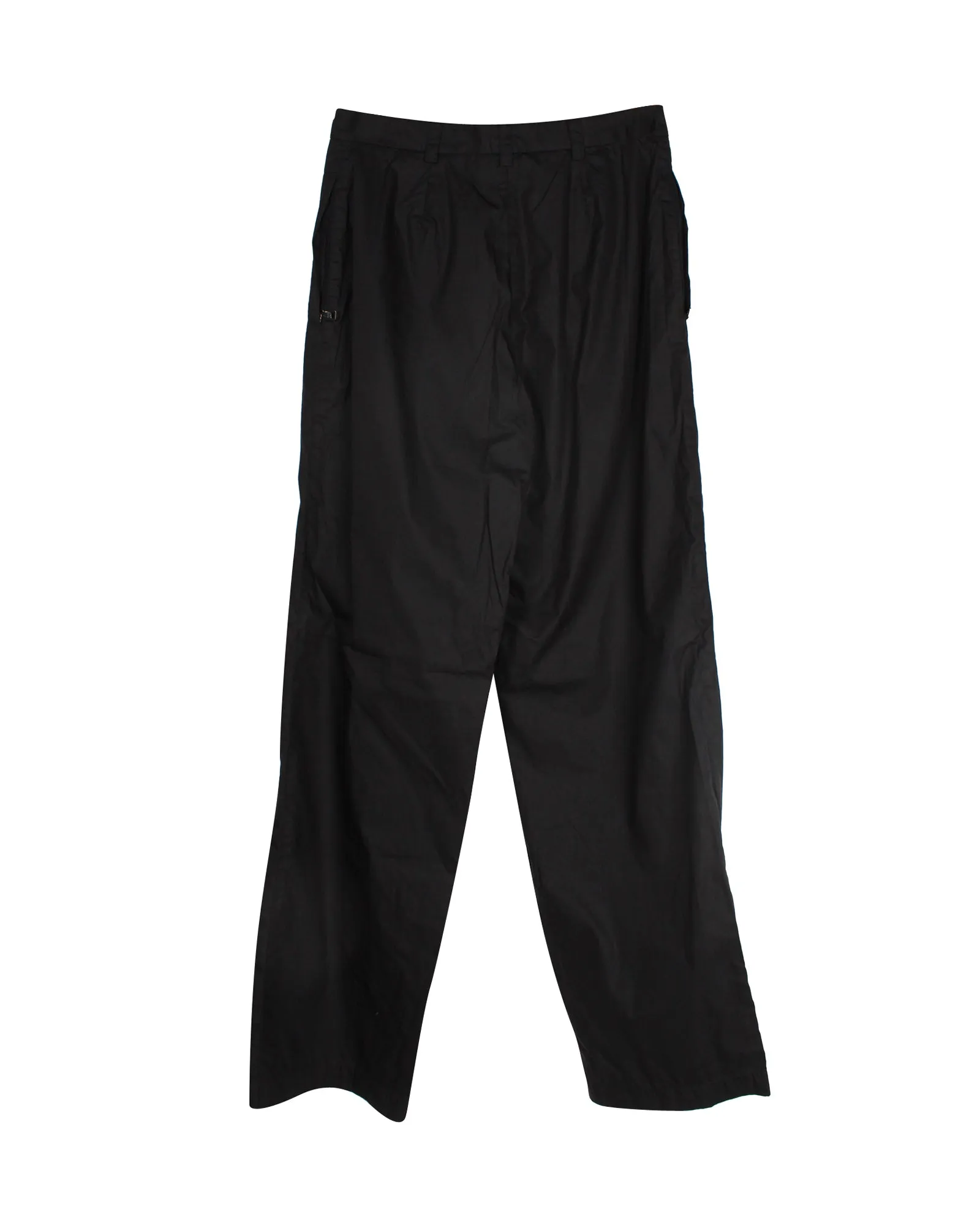 Prada Linea Rossa Straight Leg Trousers in Black Cotton Nylon