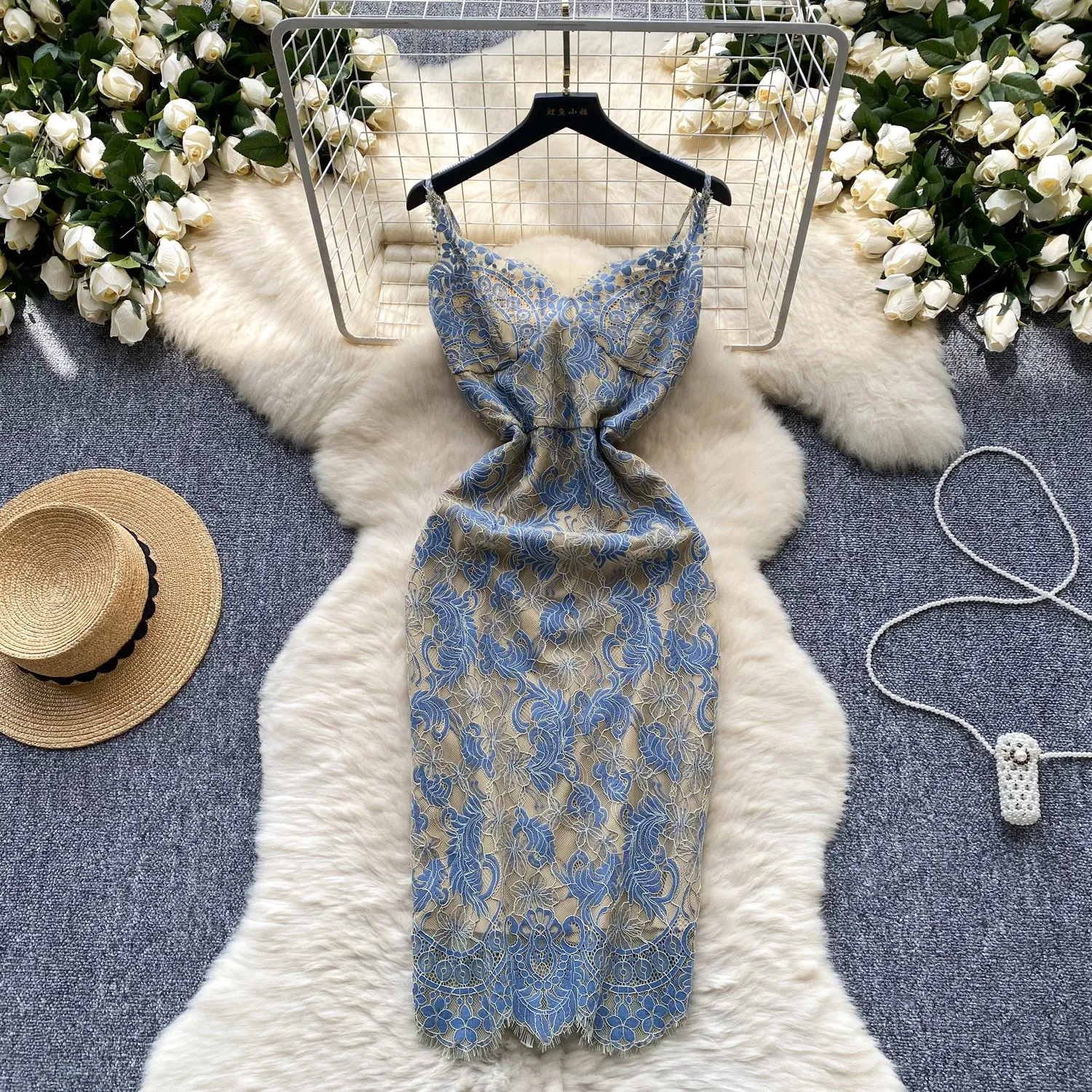 Premium Lace Embroidered Slip Dress
