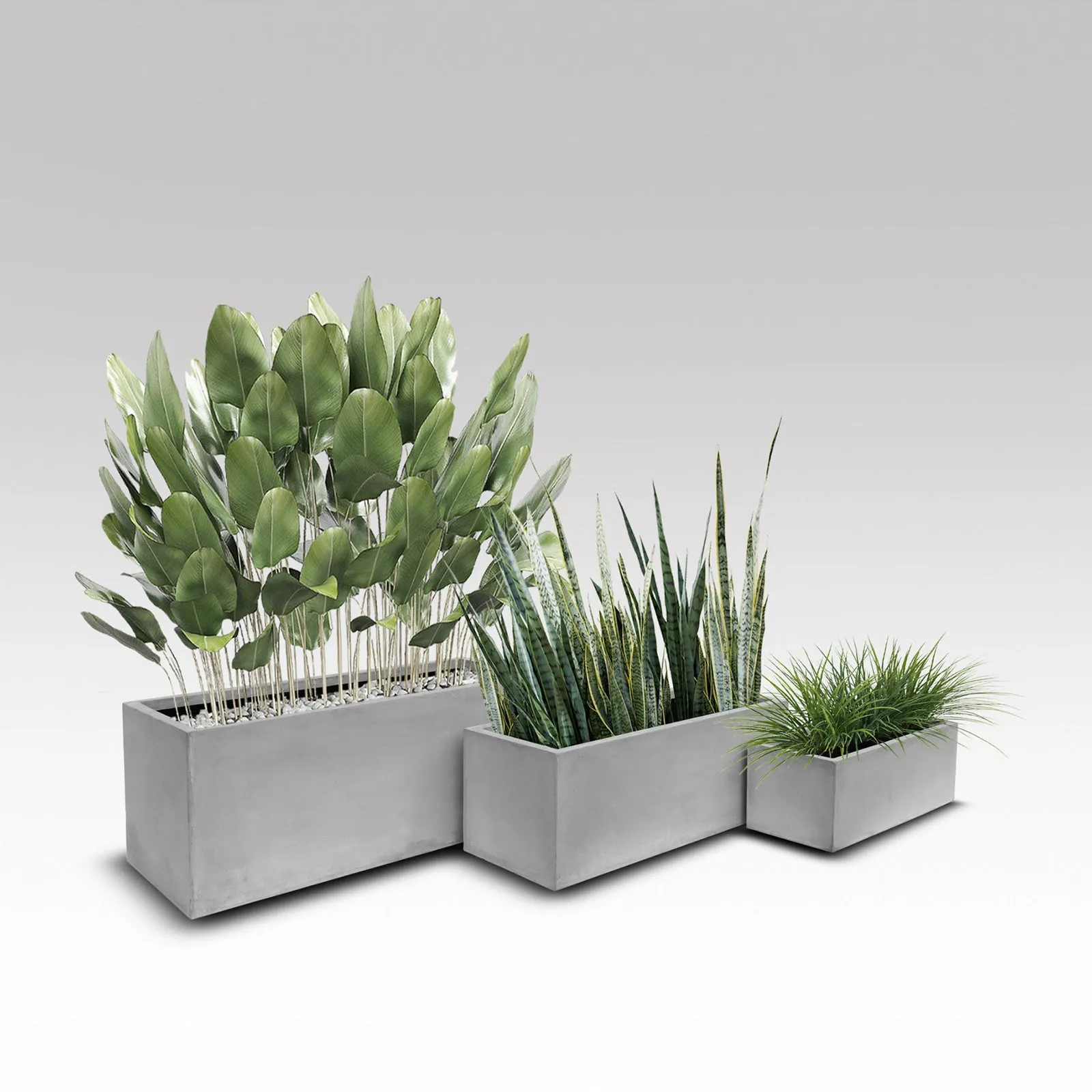 Raw Concrete Rectangular Planter