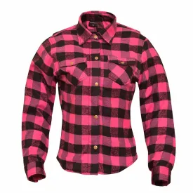 RIDERACT® Women's Motorcycle Shirt Flannel Road Series Pink & Black