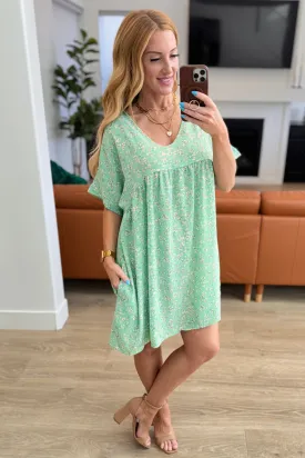 Rodeo Lights Dolman Sleeve Dress in Mint Floral