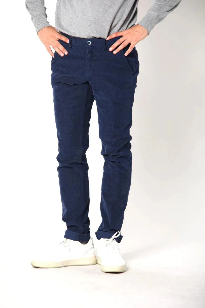 Royal Blue Baby Cord Slim Fit Stretch Chino - Mason's