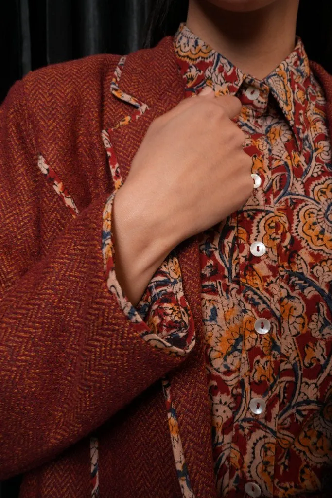 Rust Kalamkari Blazer