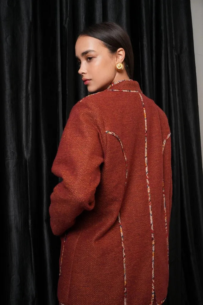 Rust Kalamkari Blazer