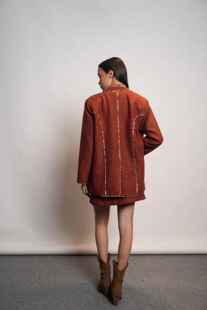 Rust Kalamkari Blazer