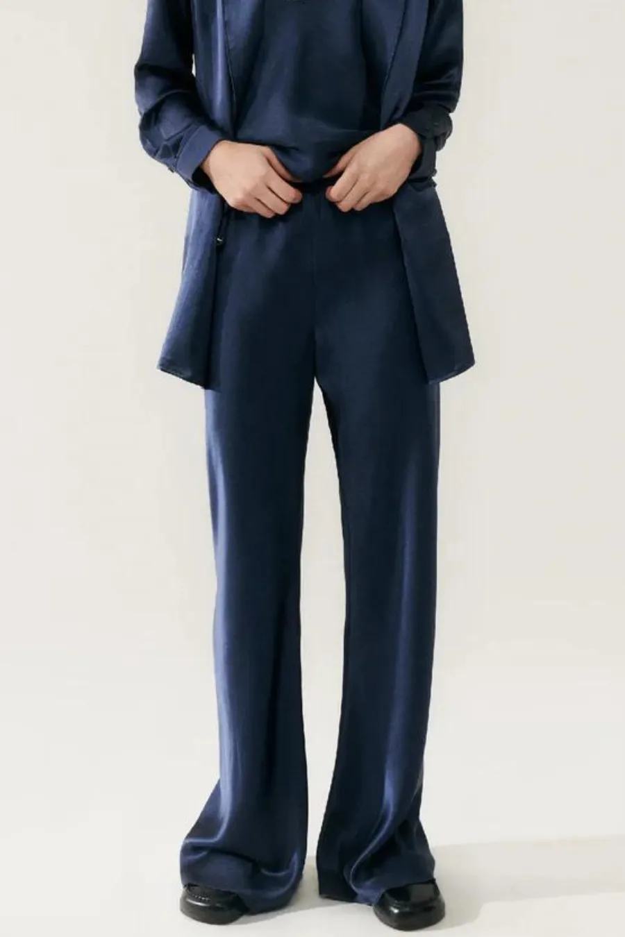 Silk Laundry Bias Cut Pants Midnight