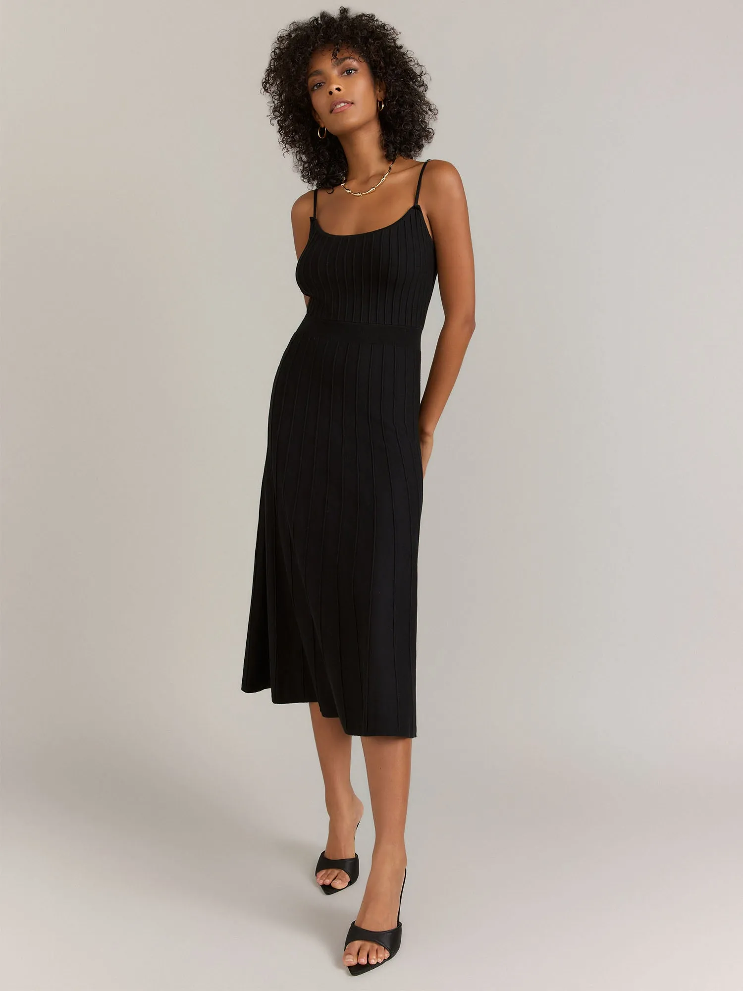 Sleeveless Ribbed Midi Slip Dress