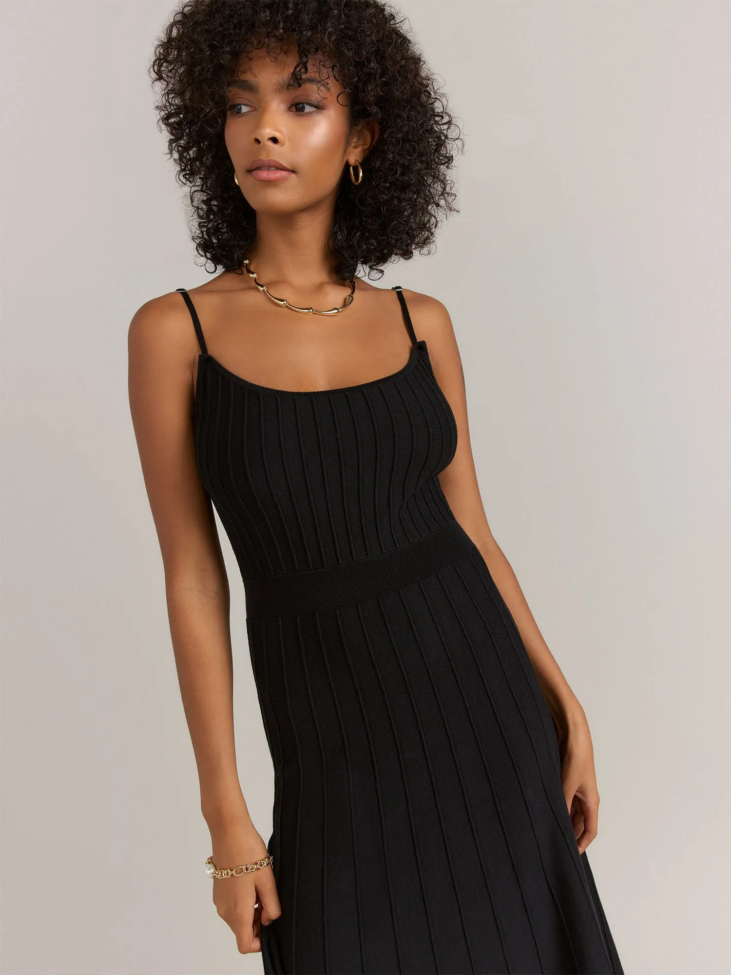 Sleeveless Ribbed Midi Slip Dress