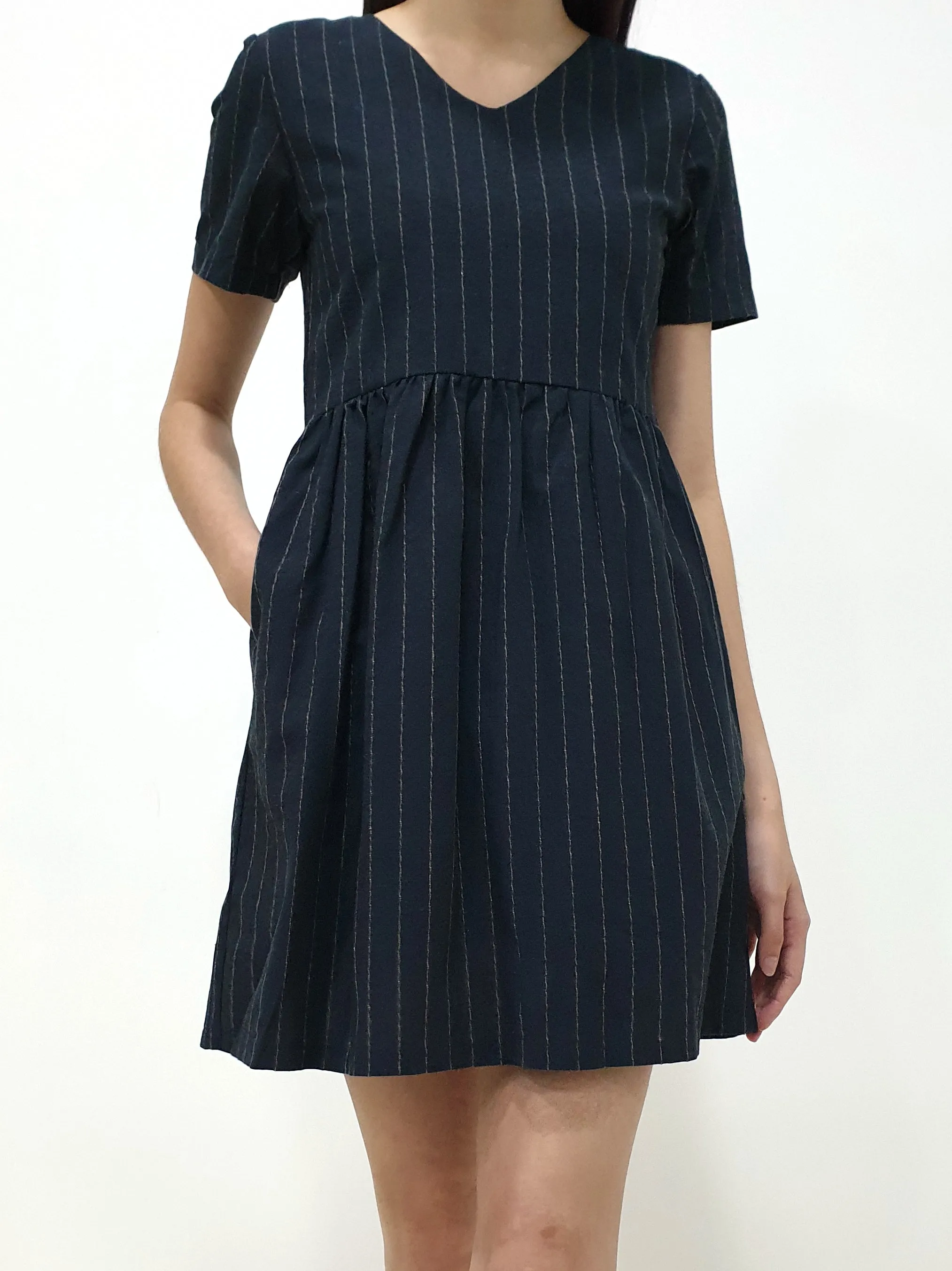 Stripes Babydoll Dress - Blue