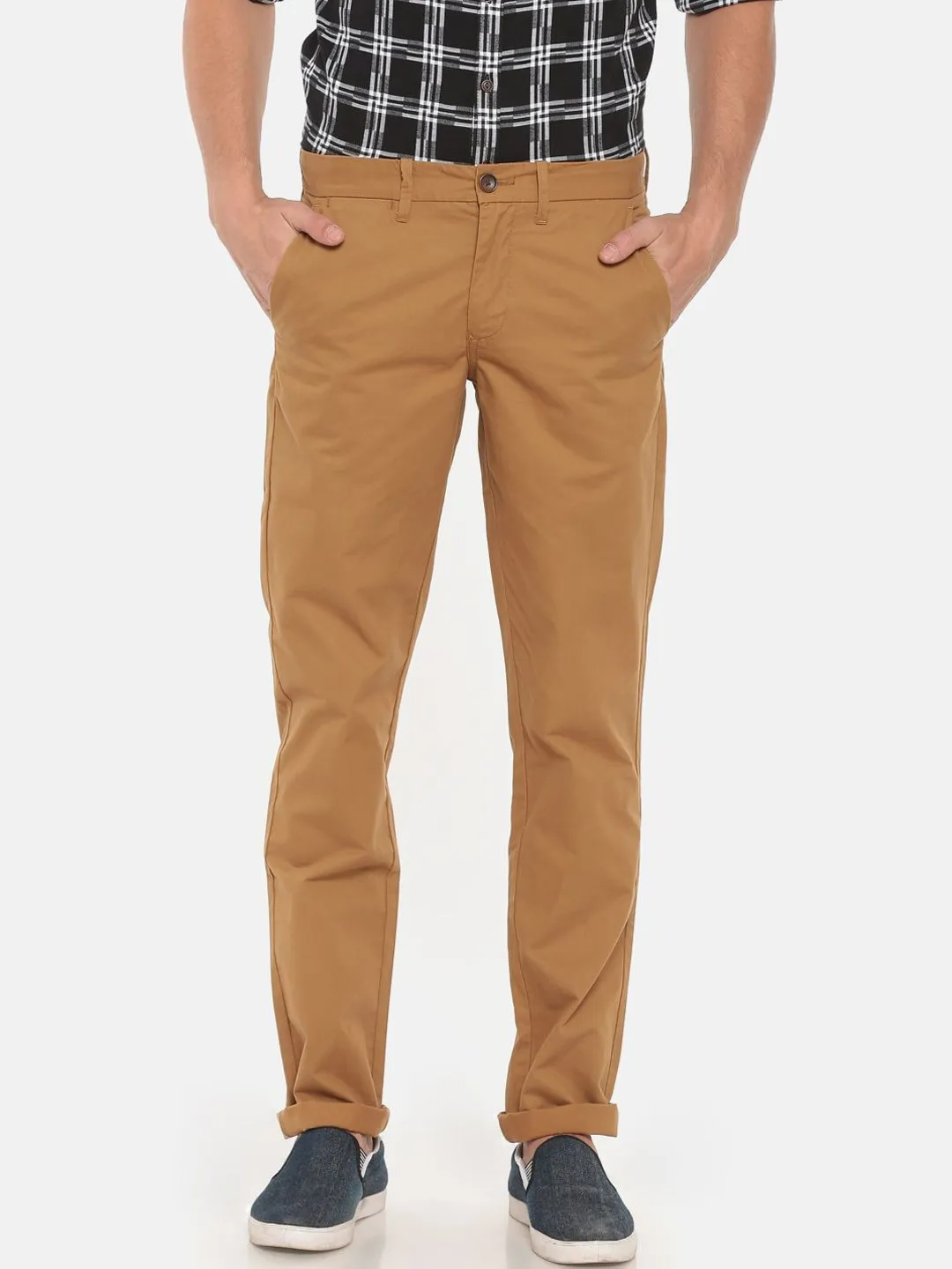 T-Base Men Brown Core Chinos Trousers