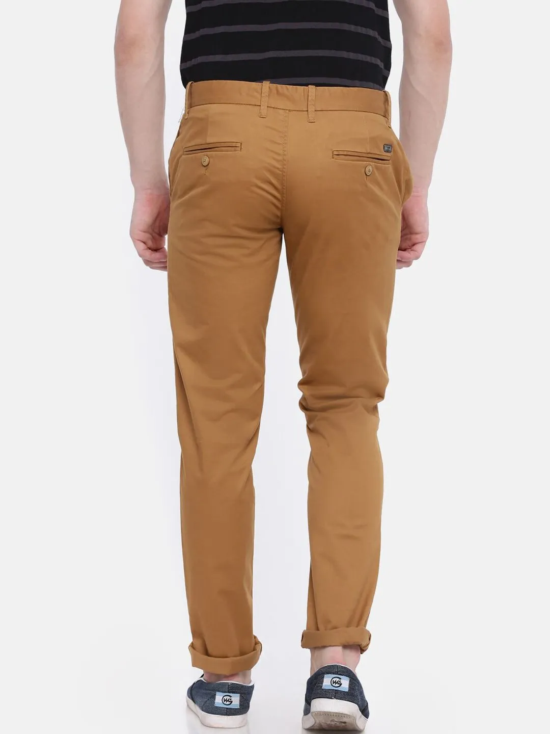 T-Base Men Brown Easy Wash Chinos Trousers