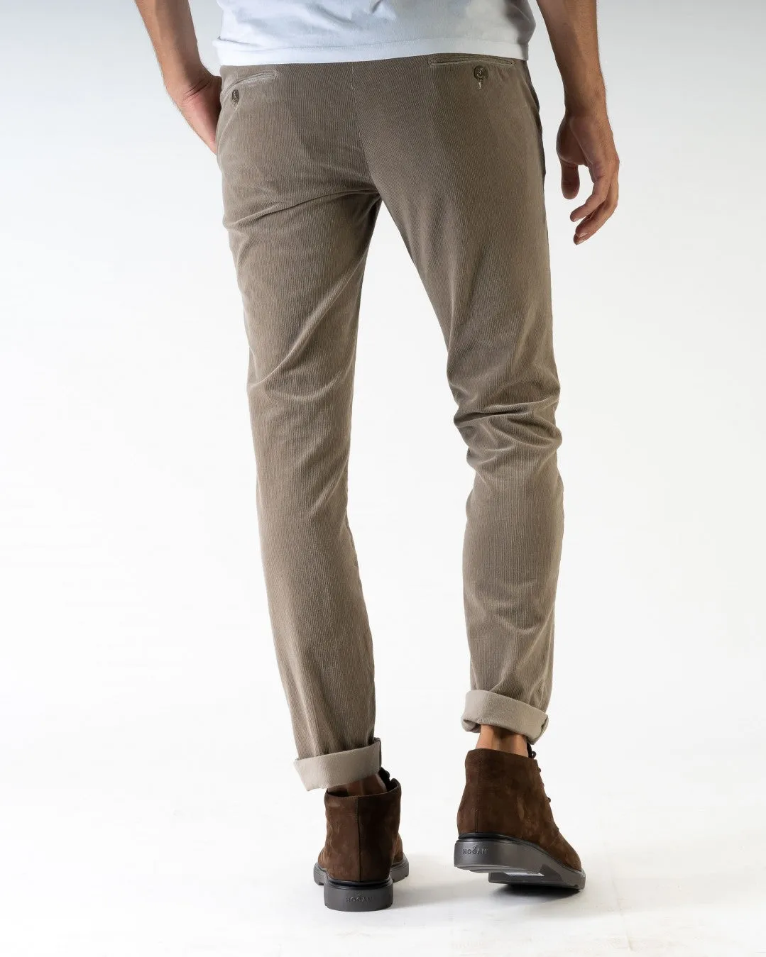 Tan Baby Cord Slim Fit Stretch Chino - Mason's