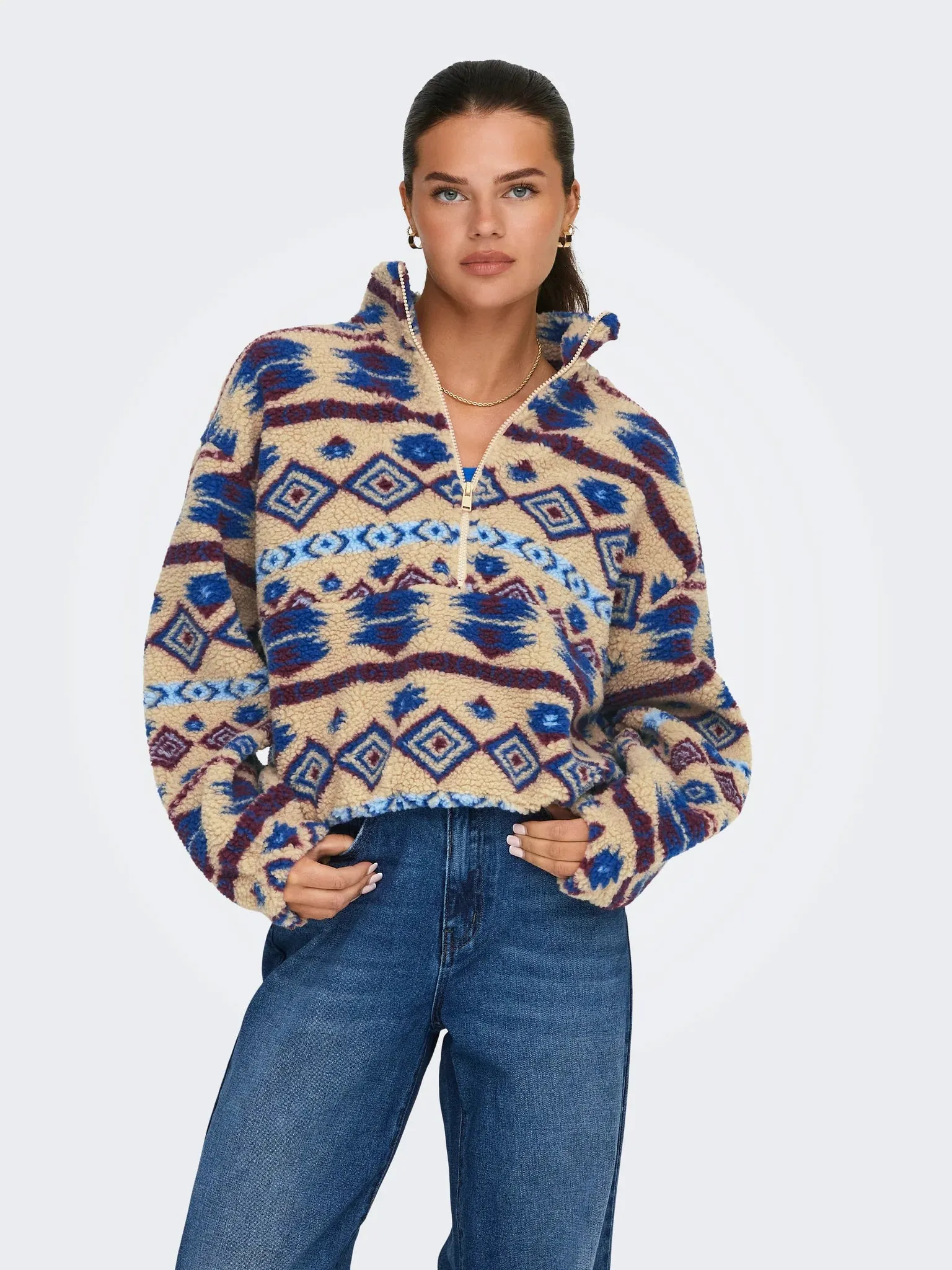 The Janne Print Teddy Halfzip
