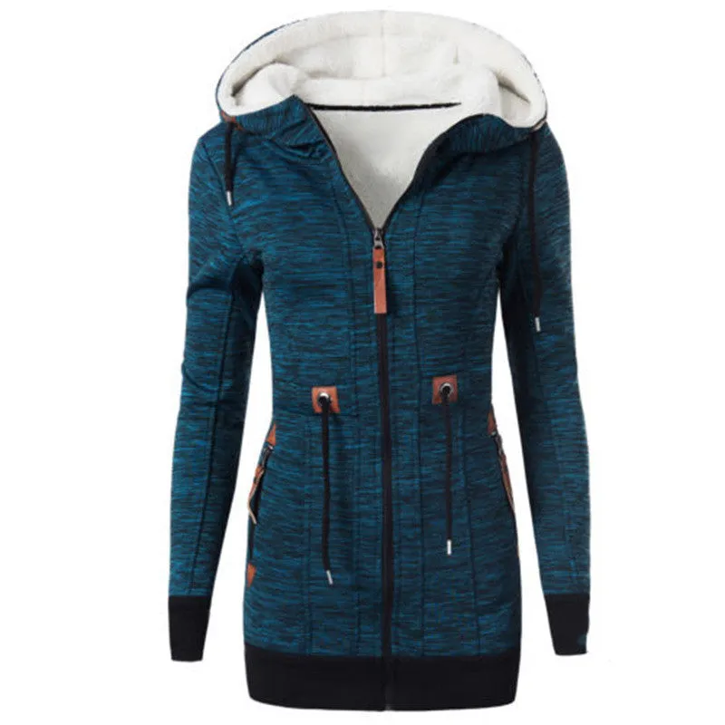 Trend4us Women's Cozy Sherpa-Lined Zipper Hoodie Jacket