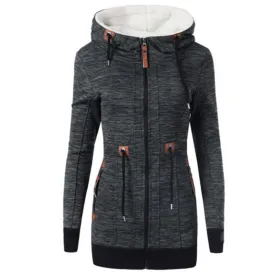 Trend4us Women's Cozy Sherpa-Lined Zipper Hoodie Jacket