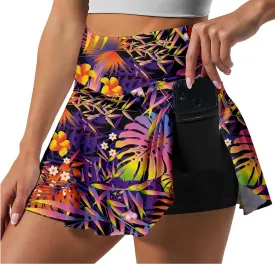 Women&#39;s High Waist Stretchy Yoga Skirt with 2 Pockets Tennis Pleated Skirts Anti-glare Golf Skirt Dancing Running Fitness