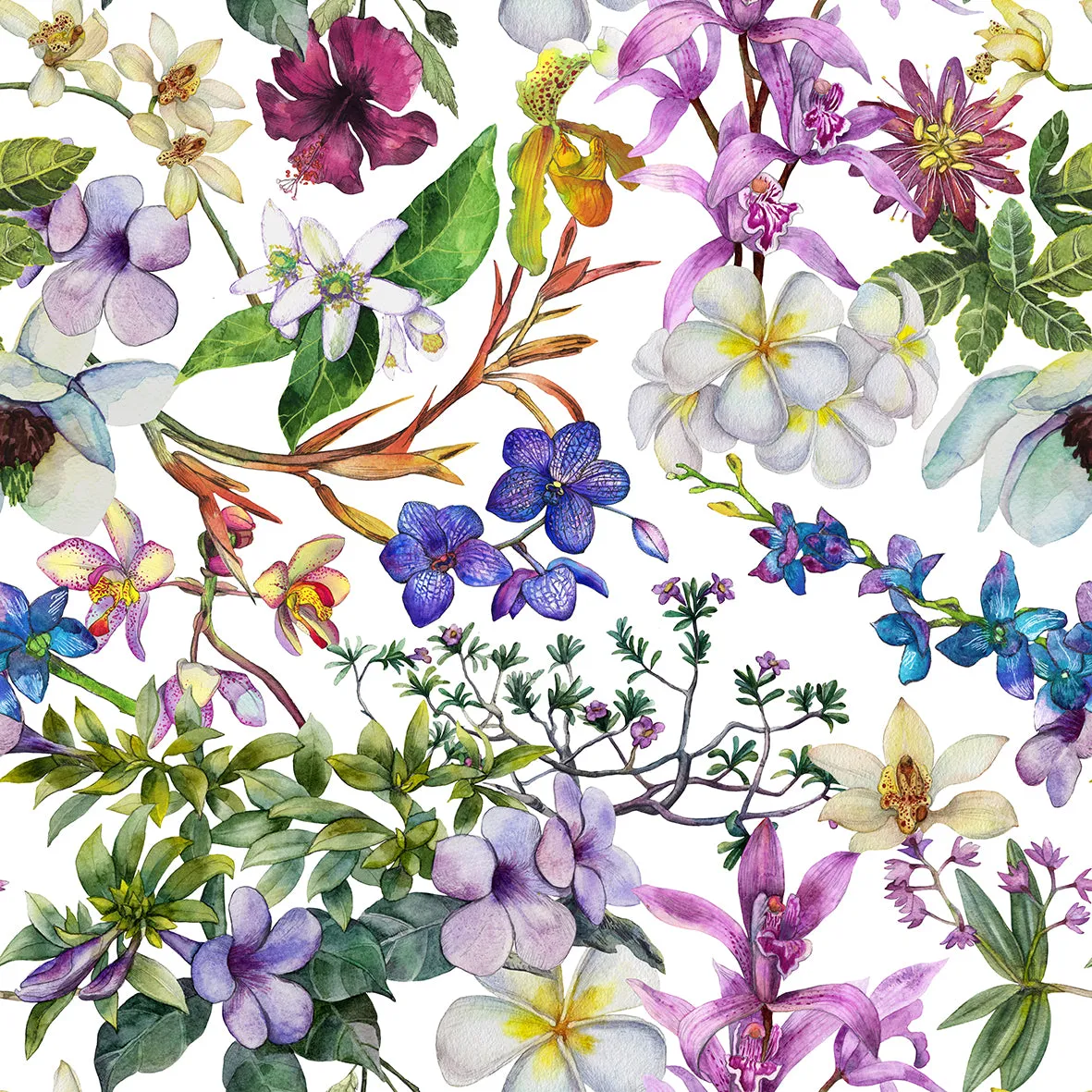 Womens Luxury Pyjama Trousers - Orchid Light Botanicals Collection